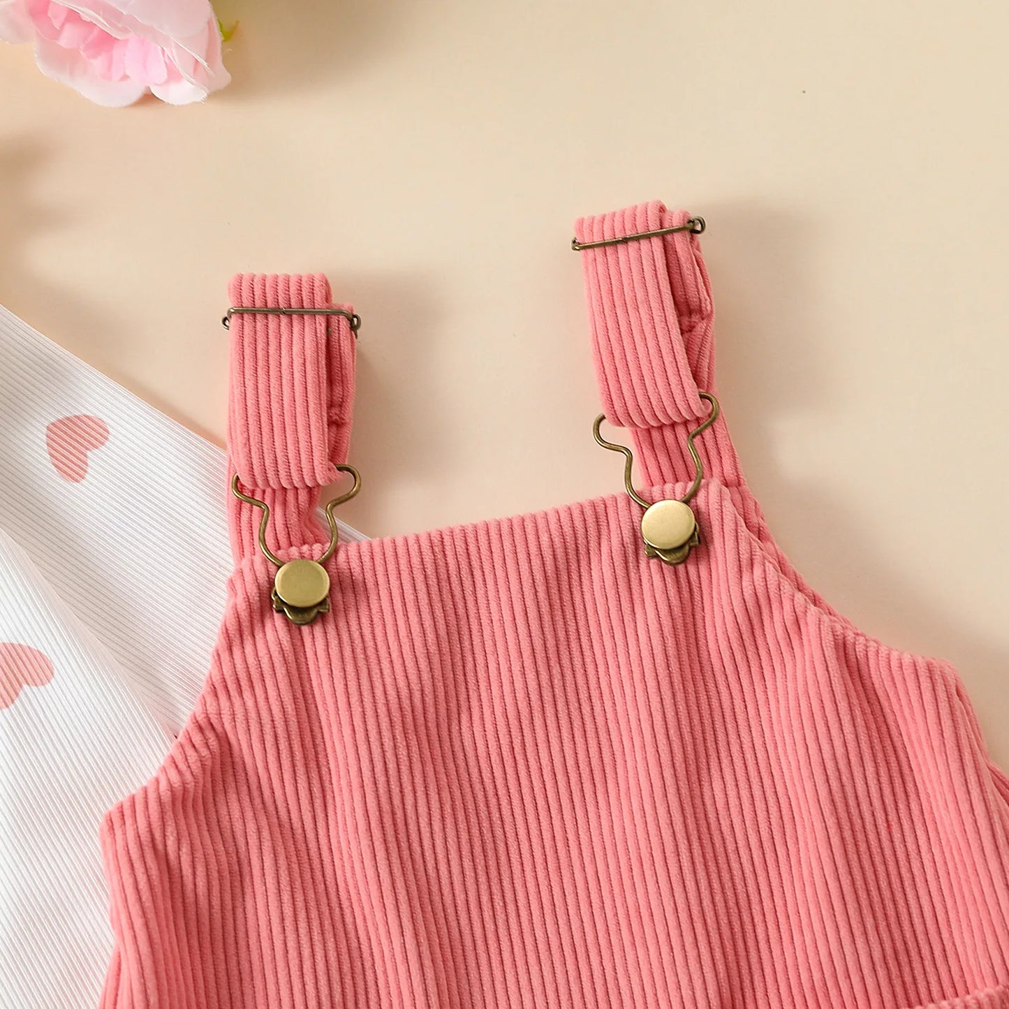 Summer Elegance: 3PCS Adorable Love Long Sleeves  Suspender Dress Set - Comfortable, Medium-Stretch, Machine-Washable for Baby G