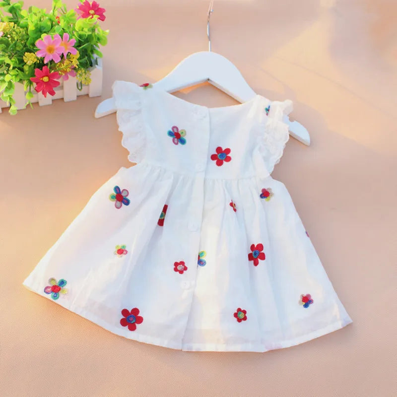 1-3Years Baby Girl Dress  Newborn Summer Embroidery Flower Strawberry Cotton Dress Infant Clothes