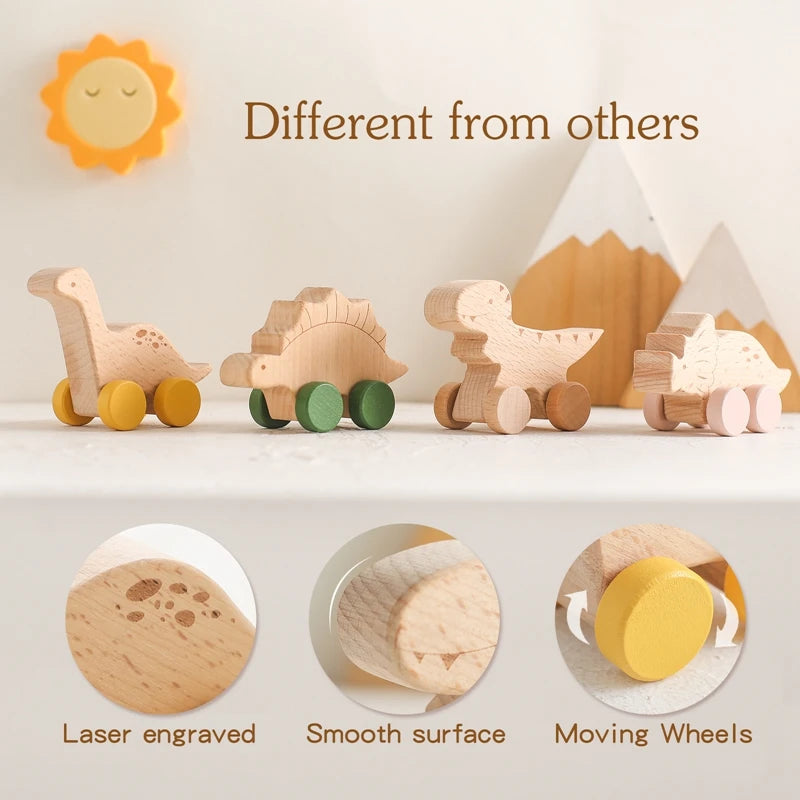 Wooden Dinosaur Toy - Montessori Baby Toys