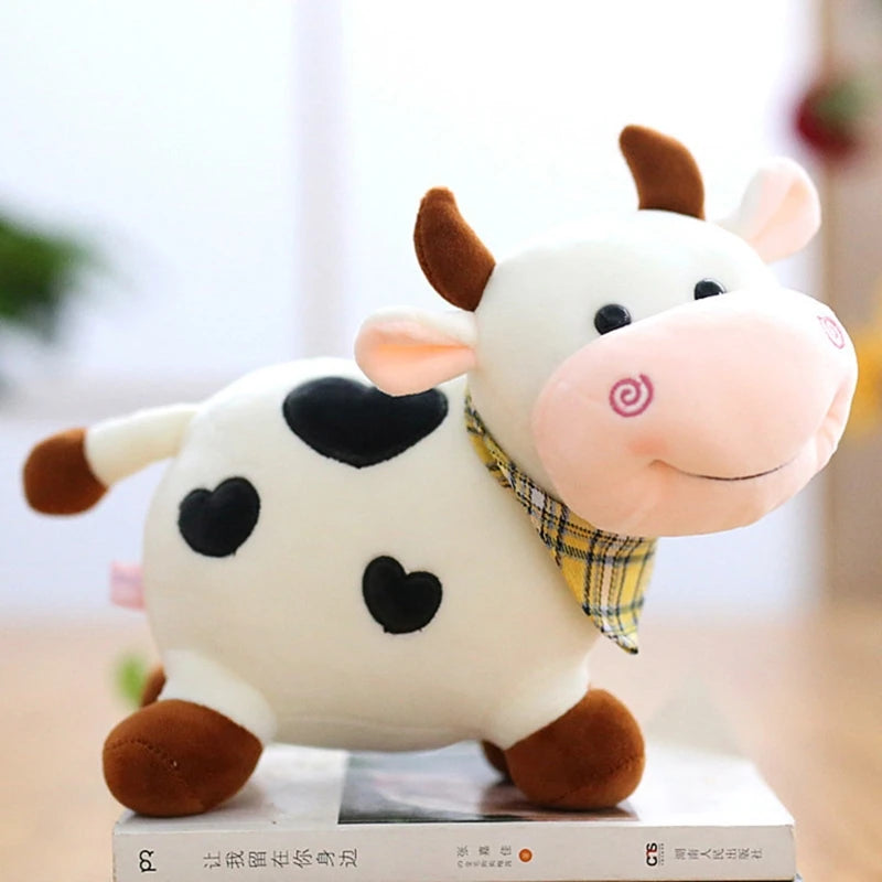 Fluffy Cow Plush Toy Cuddle Pillow Baby Soothing Toy Cute Soft Children's Animals Doll Toy 11inch Plush Stuffed Toys for Girls